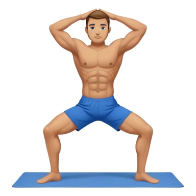 buff man blue shorts warrior-yoga sticker