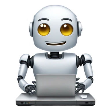 friendly happy robot on computer sticker