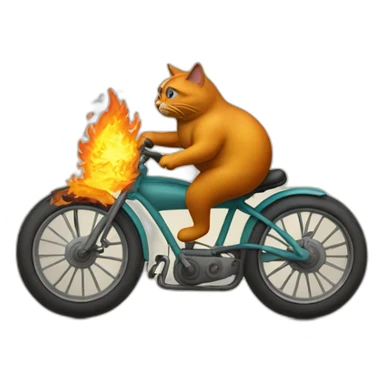 Fat-cat-riding-a-burning-bike sticker