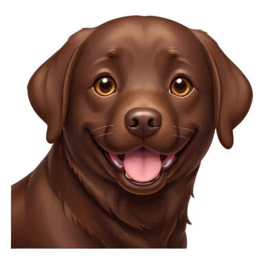 Cinematic Comical Chocolate Labrador Portrait Emoji, Head tilted dramatically with an exaggeratedly amused expression, featuring a glossy chocolate Fur with a rich, radiant finish, wide, expressive brown eyes filled with playful disbelief, Simplified yet hilariously expressive features, highly detailed, glowing with a slightly sassy glow, high shine, dramatic yet playful, stylized with an air of cheeky mischief, bright and endearing, soft glowing outline, capturing the essence of a spirited and over-the-top companion, so meme-worthy it feels like it could side-eye its way into internet fame instantly! sticker