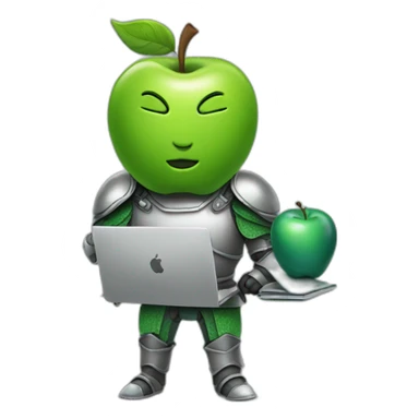 green apple knight, holding laptop sticker