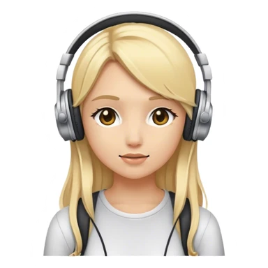 blonde girl with headphones  sticker