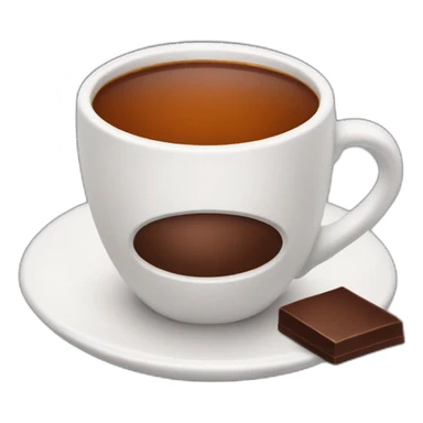 A cup of hot tea with a bar of chocolate near to a cup sticker