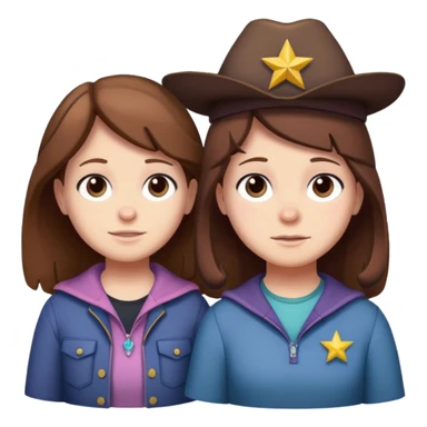 Dipper and Mabel Pines together, Gravity Falls, cartoon style sticker