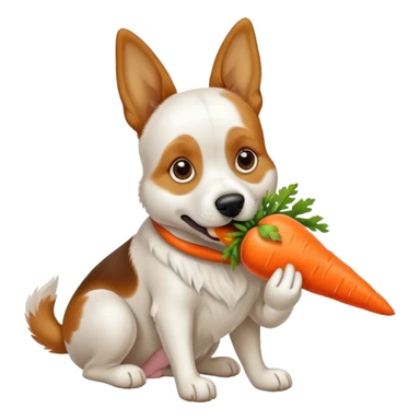 Dog eating a carrot sticker
