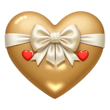 beige heart with white bow sticker