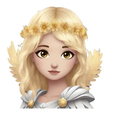 Raven wings Ethereal galaxy constellation girl blonde hair angel raven wings black wings, gold arrow, nebula, flower crown sticker