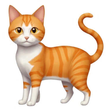 full body orange domestic shorthair slim cat with yellow/orange eyes and a white triangle pattern on his face playing sticker