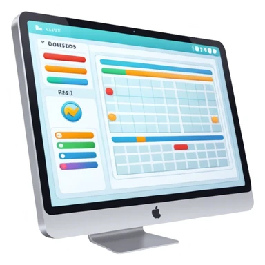 Create an emoji for UX/UI design. Show a computer screen displaying a user interface with buttons, sliders, and a design grid. Include elements like a cursor or design tool to symbolize the design process. Use modern, professional colors. Make the background transparent. sticker