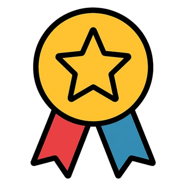 vector icon of an honorable mention award badge with gold and colorful elements, elegant and minimalist flat design, 2D flat vector, trending icon look, soft shadows, isolated on white background, no text, perfect for commercial use sticker