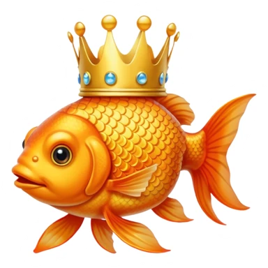 goldfish wearing a crown sticker