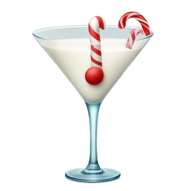 Martini glass with milk and a candy cane sticker