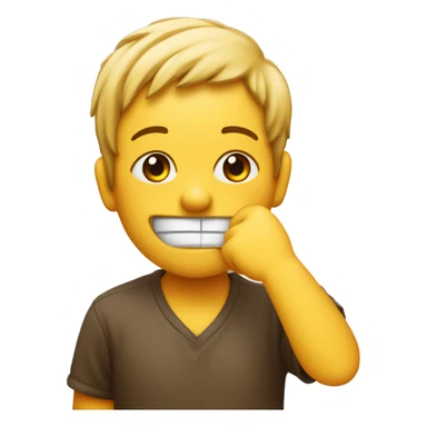 face emoji rubbing hand behind ear and smirking sticker