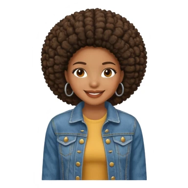 afro girl in jean jacket sticker