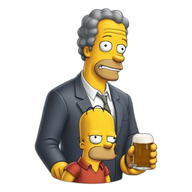 Simpson qui boit une bière avec son fils sticker