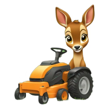 Bambi with lawnmower sticker