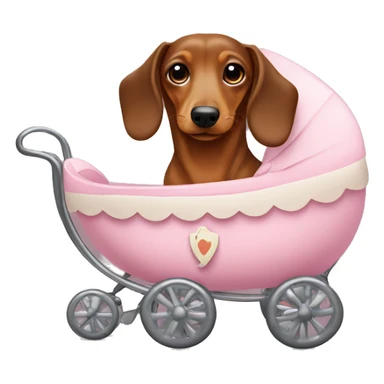 Dachshund in a pram sticker