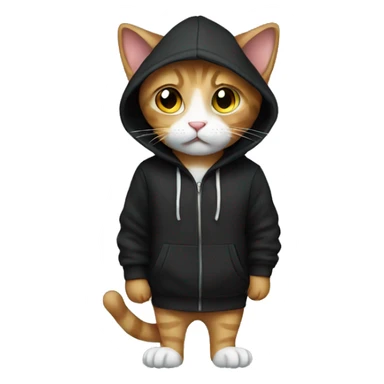 Cat wearing a black hoodie sticker