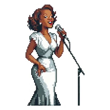black jazz singer performing on stage, 1940s style sticker