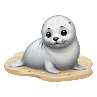 Training a harp seal at beach  sticker