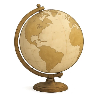 ghibli style beige world globe with soft shading sticker