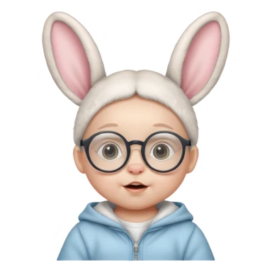 bunny ear wearing small baby spectacled sticker