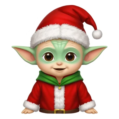 Baby joda felice con cappello da elfo vestito da babbo natale felice  sticker