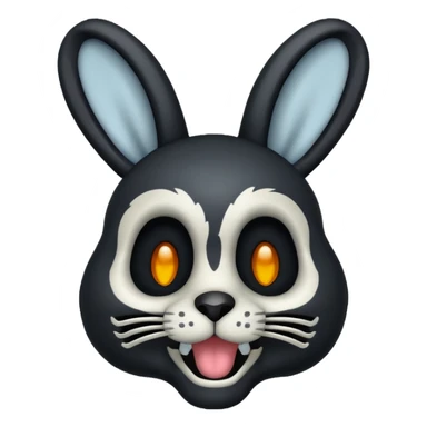 Emoji tête de Lapin squelette noire qui fait bonjour de la main  sticker