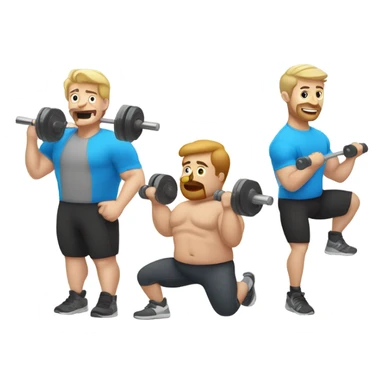 4 white dudes working out  sticker