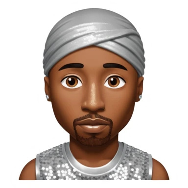 Tupac with silver sequin outfit sticker
