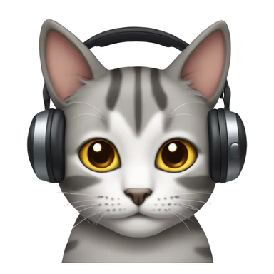 cat with call center headphones sticker