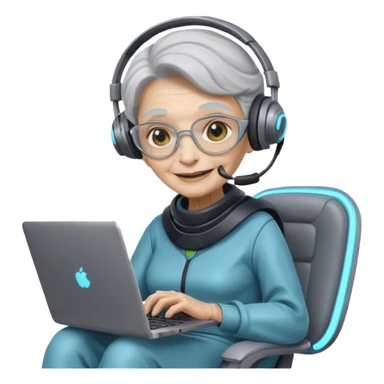 old lady alien with only gaming laptop. sticker