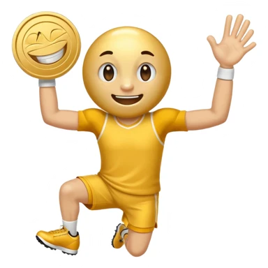 coin mascot with eyes, mouth, arms and legs. playing sports sticker