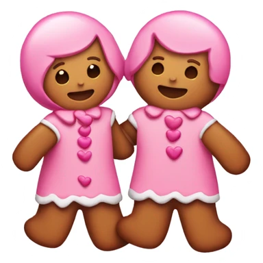 2 pink gingerbread’s holding their hands with love  sticker