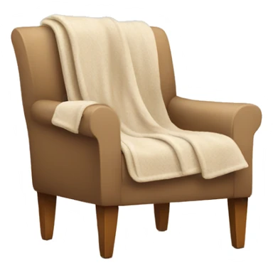 Beige Armchair with Cozy blanket and book sticker