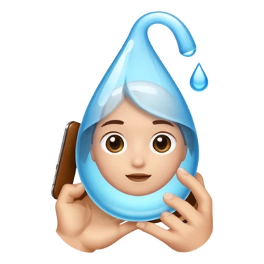 una gota de agua que tenga en la mano un telefono sticker