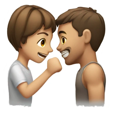 A girl punching a guy with brown short hair  sticker