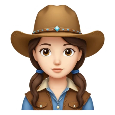 Young girl with brunette hair with a cowboy hat on  sticker