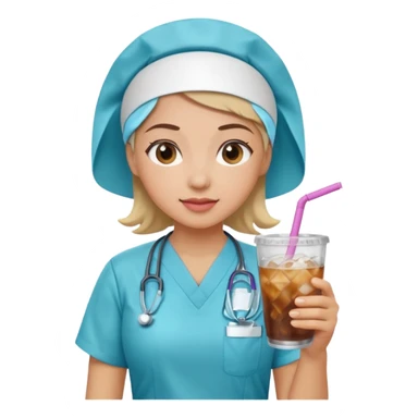 nurse holding iced drink sticker