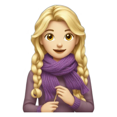 Blond girl knitting a scarf sticker
