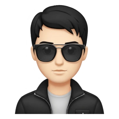 fair man with cool black hair with square dark shades sticker