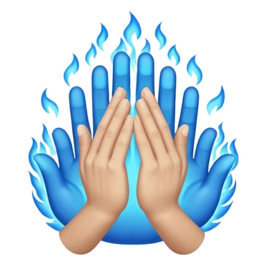 Prayer hands in blue fire  sticker