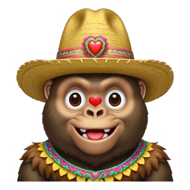 gorilla with heart eyes and a sombrero  sticker