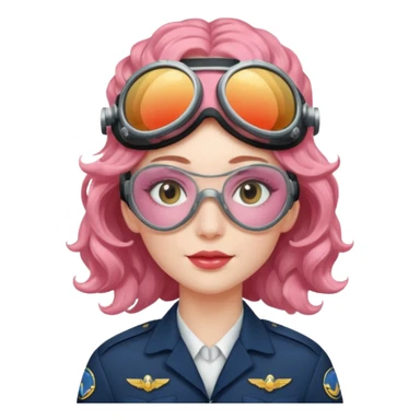 Flight Officer Lila – wavy rose-hair pilot with mirrored goggles sticker
