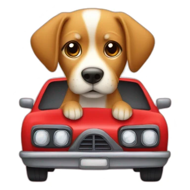 Chien sur un chat dans une voiture rouge sticker