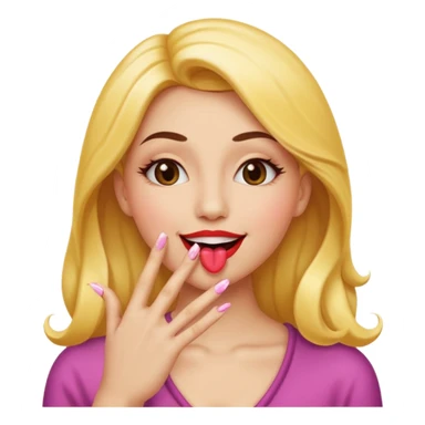 The smiley emoji with nails done. Big lips blowing a kiss sticker