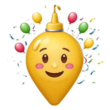 Create the classic yellow emoji but i want you to make it have a hesitant excited face (like they’re about to celebrate but they’re waiting for the right moment,) with a party popper in the back sticker