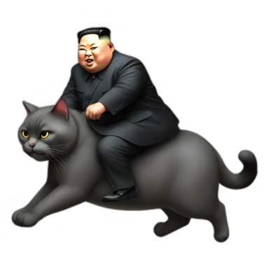 super fat Kim jong UN riding a cat sticker