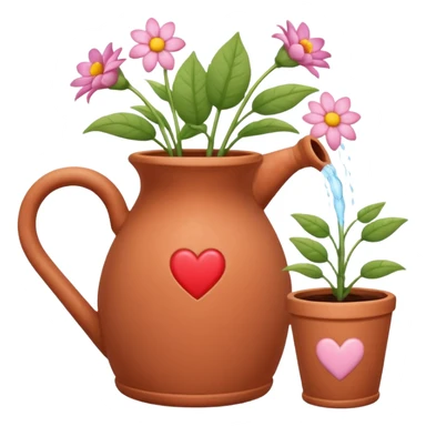 i want a watering jug with legs watering 3 plans in increasing height with hearts in the flowers sticker