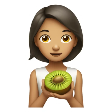 philipino girl holding a kiwi sticker